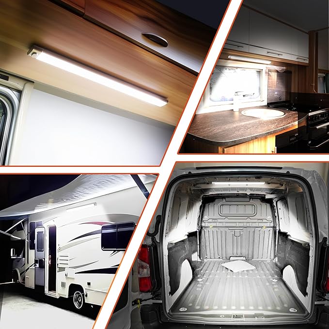 12V LED Interior Light Bar, 168LEDs 16W Led Strip Lights with ON/Off Switch, for Enclosed Cargo Trailer Car RV Van Truck Lorry Camper Boat Caravan Motorhome (2 Pack)