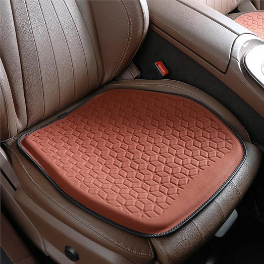 Thin Premium Gel Seat Cushion for Car Seat, Office Chair, Wheelchair, Golf Cart - Non-Slip Car Seat Cushions with 0.7 Inch Gel - Sciatica & Coccyx Pain Relief (Suede, Orange)