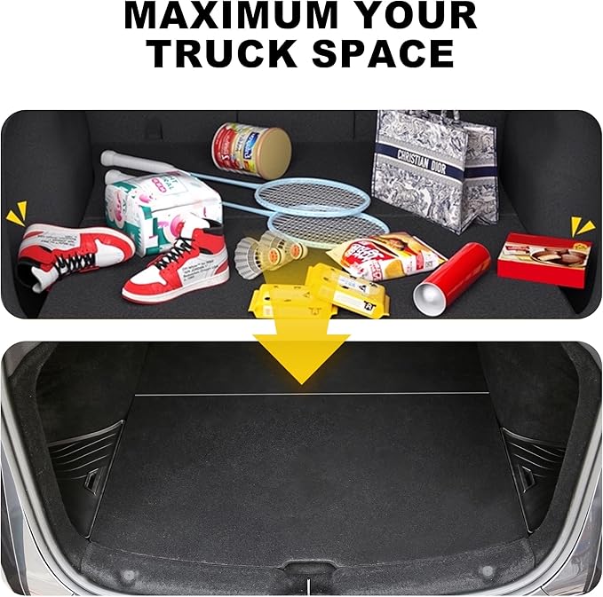 Tesla Model Y Trunk Storage Bins 2025 - Large Capacity TPE Trunk Organizer for Tesla Model Y Refresh, Exact-Fit Left & Right Car Trunk Organizer, Interior Modification Storage Boxes