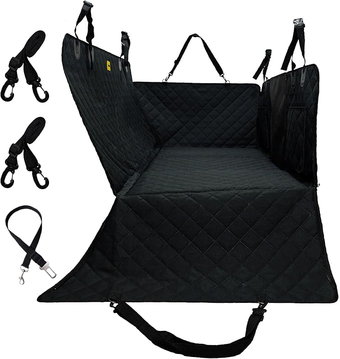Dog Car Seat Cover for Back Seat with Hard Bottom, Waterproof Back Seat Extender, Upgraded Comfort Hammock, Anti-Scratch, Non-Slip, Easy to Clean, Supports up to 400lbs for Cars/SUVs/Small Truck