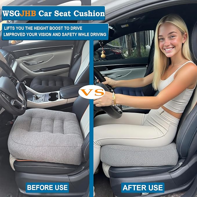 WSGJHB Large Seat Cushion, Extra Thick Booster Seat Cushions for Office Chairs Long Sitting Office Workers, Car Drivers, Relieves Back Pain, Breathable, Anti-Slip, 20x20x6 inchs, Gray