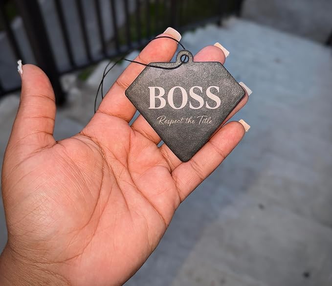 Inspirational Luxury Car Air Freshener & Keychain Bundle – 6-Piece “Essentials by Mery” Collection for Motivation & Positive Energy (Boss – Black Ice)
