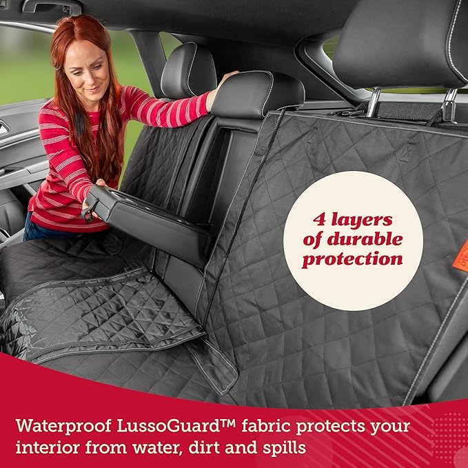 Lusso Gear Dog Car Seat Cover - Waterproof Non-Slip Car Back Seat Protector - Rear Car Seat Cover for Dogs - Universal Fit for Sedans Trucks SUVs - Scratchproof Backseat Car Cover - Machine Washable