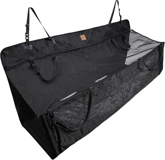 Dog Car Seat Cover, 2 in One Pet Car Seat Tunnel Protector, Protective Mat for Vehicle Back Seat, Waterproof Pet Bench Seat Cover for Dogs, Scratchproof Nonslip Reat Seat Protector (Black)