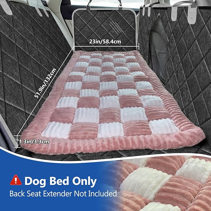 Thickened Dog Bed for Car Back Seat, Upgraded Bottom Non-Slip, Fits Hard Bottom car seat Cover for Dogs, Premium Mixed Color, Dog Car Seat Cover