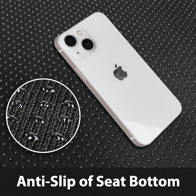 CAR PASS Luxury Napa Leather Front Car Seat Covers, Sideless Car Seat Protectors with Storage Pocket, Non-Slip Automotive Seat Cover for Cars Trucks SUV, Airbag Compatible, 2 Pack (Black)