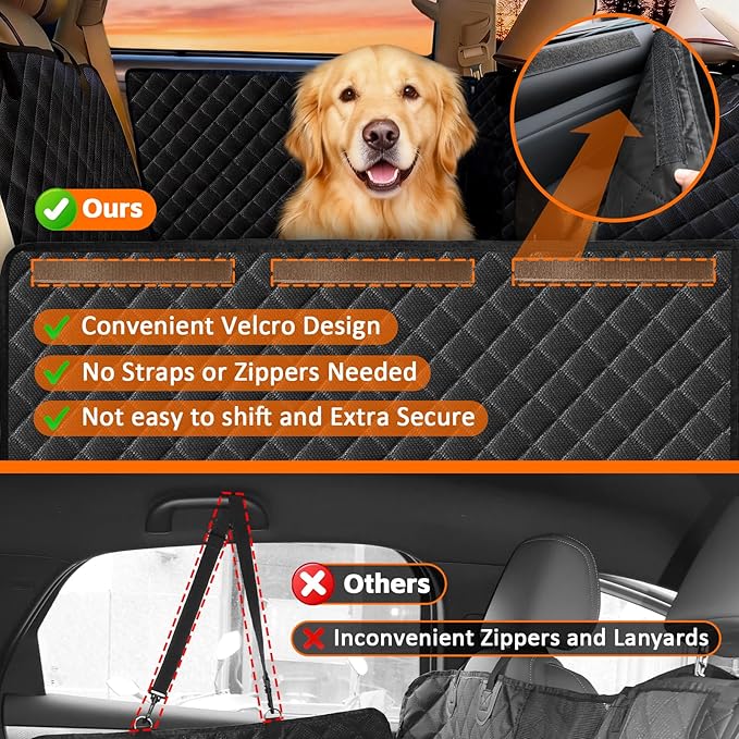 Back Seat Extender for Dogs,Hard Bottom Car Seat Cover for Dogs with Car Door Protectors, Dog Car Seat Cover for Back Seat Waterproof and Scratch-Resistant Seat Covers for Cars SUV&Truck