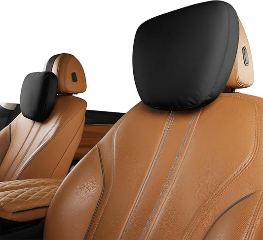 2Ps car headrest Pillow, car Neck Pillow for Driving, 11.8x7.5 inches Head Rest Pillow for car,Fits Most car Models, Suede Fabric with Polyester Fiber Filling(Black)