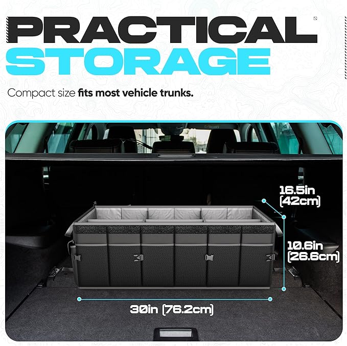 FORTEM Trunk Organizer For SUV Car Trunk Organizer, Foldable Storage, Car Accessories for Women Men, Collapsible Bag, Perfect Christmas Gifts, 600D Oxford, Non Slip Bottom, Straps, Soft Cover (85L)