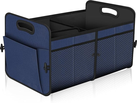 Femuar Car Trunk Organizer,Car Storage Organizer with 72L Large Capacity Waterproof Collapsible and 11 Pockets,Trunk Organizer for Car Suv/Jeep/Sedan, Large Size,Blue