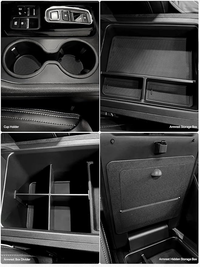 4PCS Center Console Organizer Tray for 2026-2023 Honda Pilot Ridgeline Passport Accessories, Armrest Storage Box and Divider, Hidden Storage Box and Cup Holder for Honda Pilot Ridgeline Passport