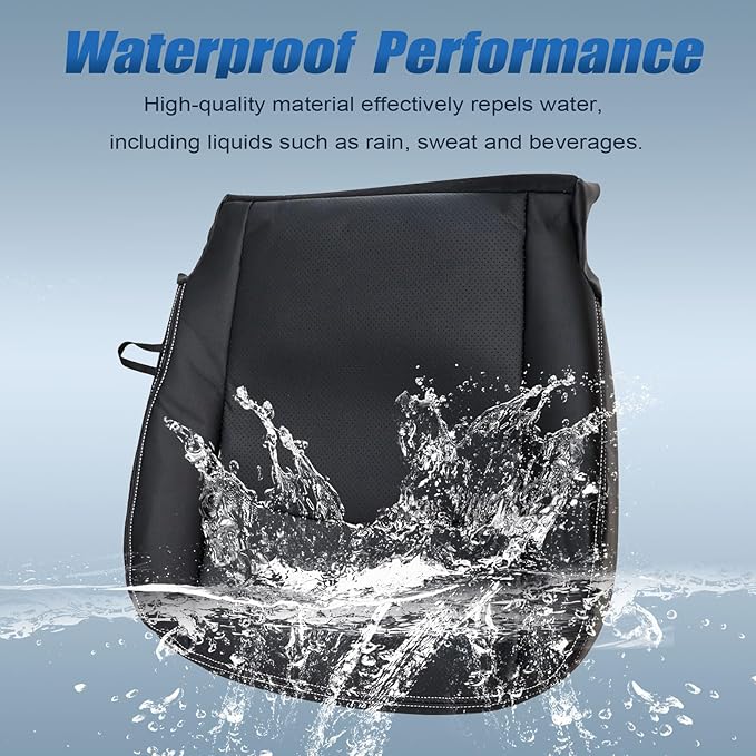 SecosAutoparts Driver & Passenger Side Bottom & Foam Cushion Replacement Perforated Leather Seat Cover Black Compatible with Dodge Ram 2500 3500 4500 5500 2009 2010 2011 2012