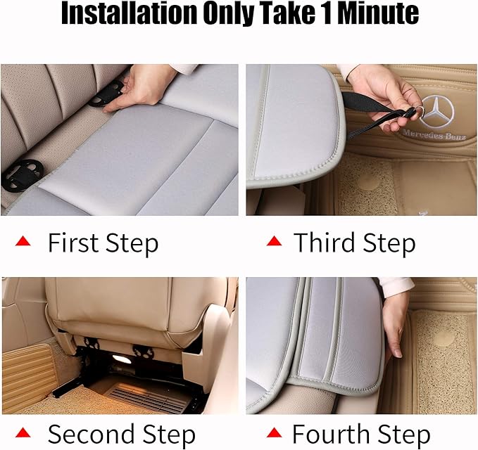 Premium Car Seat Cushion, Driver Seat Cushion with Comfort Memory Foam & Non-Slip Rubber Bottom, Car Seat Pad Works with 95% of Vehicles and Office Chair or Home (Gray)