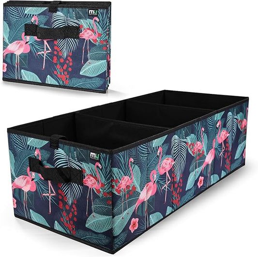 MIU COLOR Trunk Organizer, Car Trunk Organizer, Non-Slip Bottom, Sturdy Storage Organizer for SUV, Sedans, Van, Jeep, Grocery, Large 3 Compartments Car Organizer for Women, Flamingo 31.9"×12.6"×10.6"