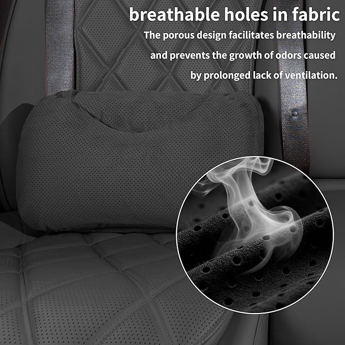 Lumbar Support Pillow for Car, Comfortable Back Support for Driving Seat, Back Pain Relief for Car Seat, Ergonomic Back Cushion for Cars, SUVs and Office (Black)