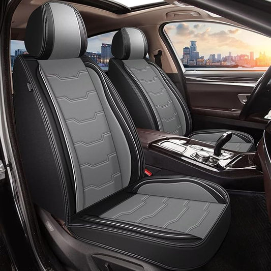 Car Seat Covers Fit for Hyundai Accent 2017-2024 2025 Waterproof Faux Leather Seat Covers Cushion Protector Car seat Covers Compatible Airbag(5 Seats, Black-Grey)