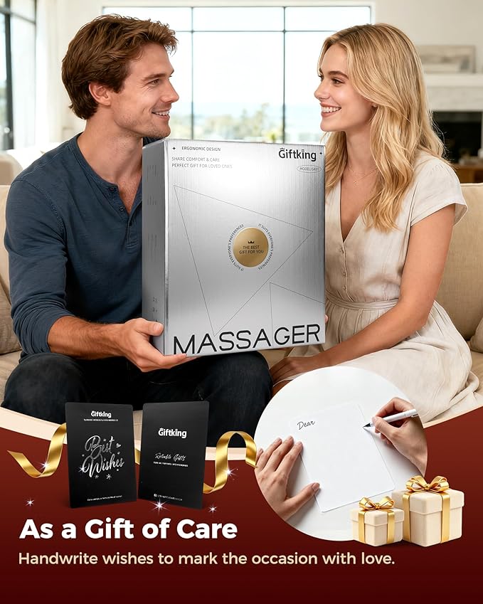 Neck Massager with Heat, Shiatsu Back and Neck Massagers, 3D Deep Tissue Massage Pillow for Back, Shoulder, Leg Pain Relief, Gifts for Mom Dad Wife, with Delicate Package & Card