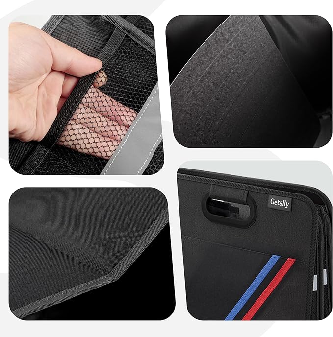 Trunk Organizer for Car， Collapsible Trunk Organizer with Multi Pockets, 3 Compartments Storage Organizer for Car SUV, Truck, Sedan