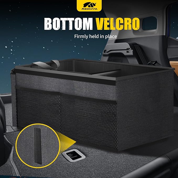 MIKKUPPA Car Trunk Organizer - 50L Collapsible Trunk Organizer, Sturdy Car Storage for SUV Auto Truck Van with Non Slip Bottom (Black)