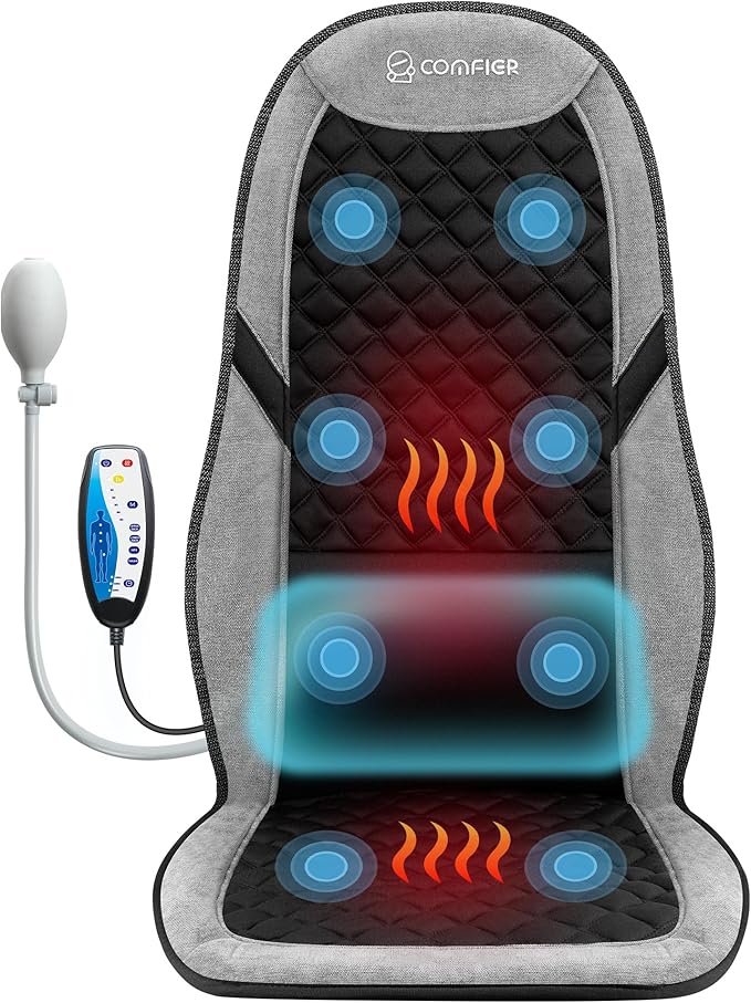 COMFIER Back Massager with Heat,Massage Chair Pad,Massage Seat Cushion with Adjustable Lumbar Support,Back Massage for Pain Relief,Chair Massager for Recliner,Valentines Day Gifts for Women Mom Wife