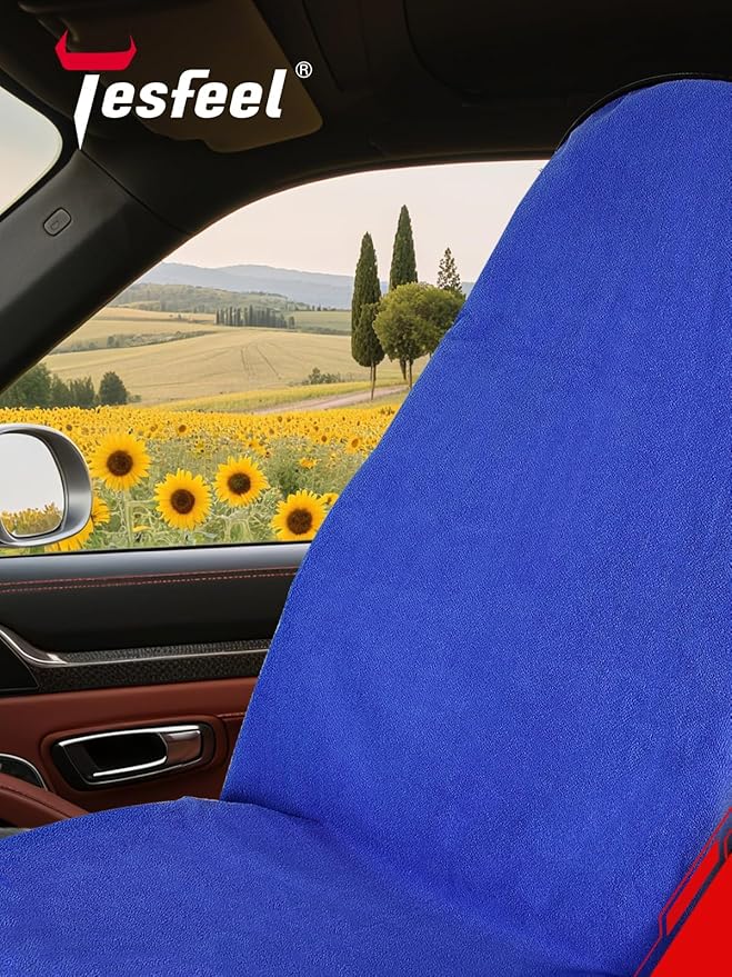 Universal Car Seat Cover Towel, Waterproof Washable Sweat Protection for Front Bucket Seats, Non-Slip Fit, Fits Cars SUVs Trucks, Ideal for Gym, Kids, Pets, Outdoor Sports, Travel (Blue, 1 Pack)