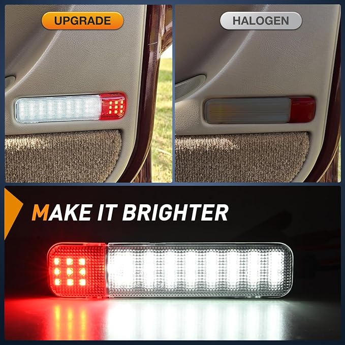Nilight 4PCS LED Interior Door Panel Light Courtesy Warning Lights White Red Plug and Play Compatible with Chevy GMC C/K Silverado Sierra 1500 2500 3500 HD Suburban Cadillac Escalade Hummer H2