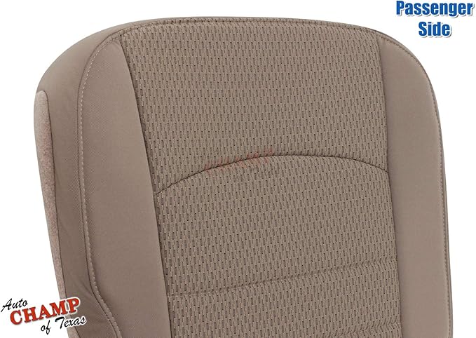 Compatible with 2009-2012 Dodge Ram 1500, 2500, 3500 SLT - Passenger-Side Bottom Cloth Seat Cover - Light Pebble Beige Tan