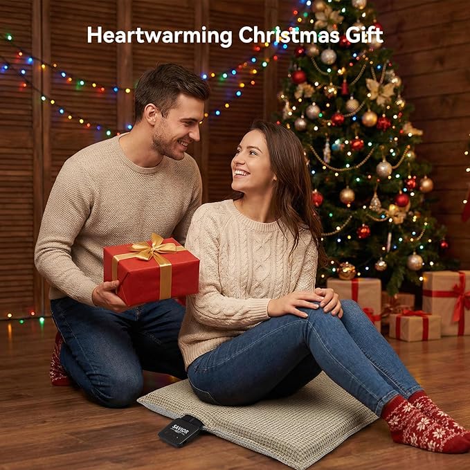 SAVIOR HEAT Heated Seat Cushion with Battery Pack 4400mAh 3 Heat Settings Butt Pillow for Long Sitting USB Heated Seat Cover Pads for Stadium Office Home Use Camping Fishing Yard