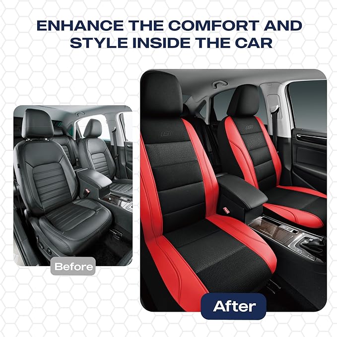 Skechers Men’s Seat Covers, Air-Cooled Memory Foam Car Seat Covers Front Seats, Airbag Compatible,Universal Fit for Most Cars, SUVs, Vans and Trucks,Red