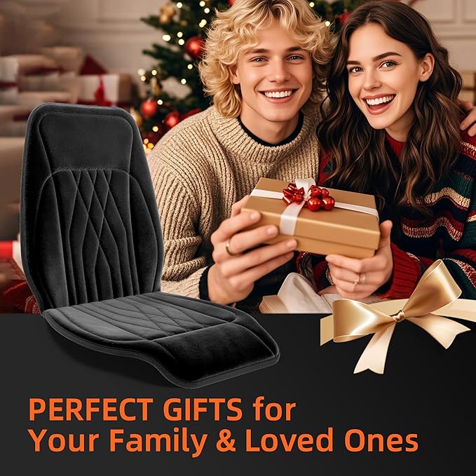 Universal Car Seat Cushion, Premium Comfort Velour Car Seat Covers for Front Seats with Anti-Slip Base - Fits Driver or Passenger in Cars, Trucks, SUVs, and Vans, 1 Pack, Black