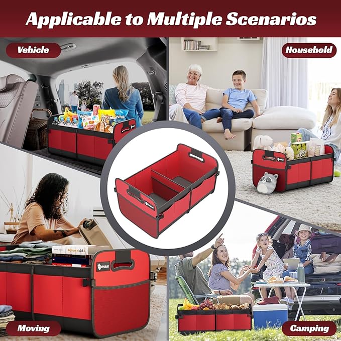 Sposuit Trunk Organizer for Car - 70L Collapsible Car Storage with 11 Pockets & Reinforced Handles, SUV Trunk Organizers for Grocery Cargo