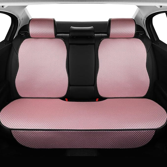 Auto Newer Luxury Breathable Rear Bench Car Seat Cover Fit Four Seasons, Back Seat Protector，Universal Rear of Car Seat Cushions,Universal Fit for 96% Cars,SUV,Pickup,Van（Rear Seat,Pink）