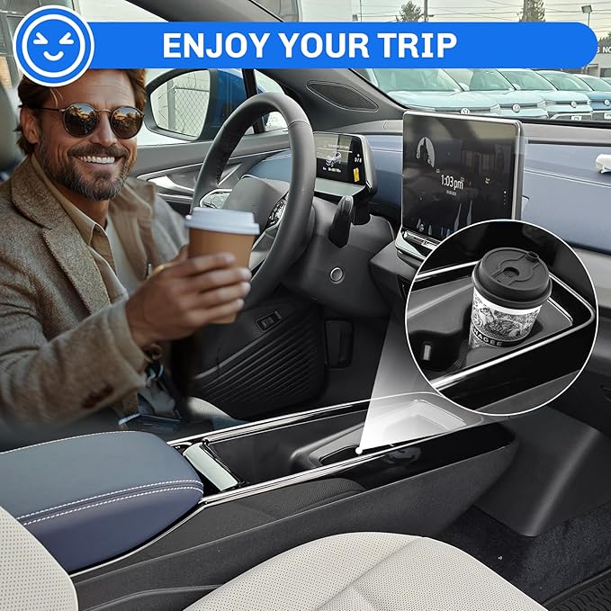 SXCY for 2023-2025 2026 Volkswagen ID.4 Accessories 2024 2025 2026 VW ID.4 Cup Holder Insert TPE Cup Holder Limiter Drink Holder Adapter Non-Slip Drink Stopper Stabilizer