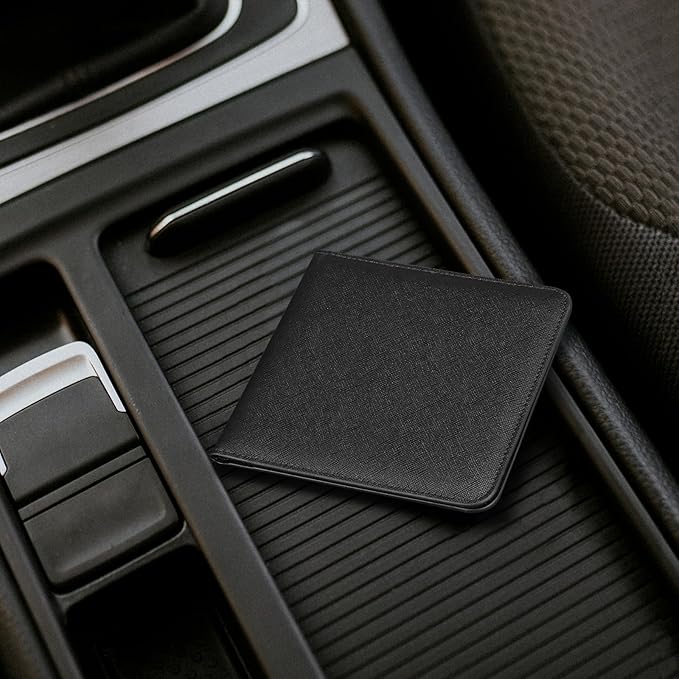 CoBak Car Registration and Insurance Holder - Small and Lightweight Vehicle Glove Box Car Organizer, Auto Truck Comparment Accessories Case for Essential Document, Driver License (Black Cross Texture)