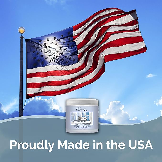 Clear Air 15oz Gel Odor Eliminator - Absorb & Remove Strong Odors from Pets, in Bathrooms, Basements, Garage, Cars, RVs & Boats - Eliminate Tough Odors with Essential Oils (Fresh Linen, 2-Pack)