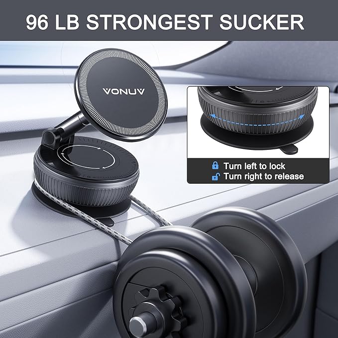 Magnetic Phone Holder for Car, 2025 Upgrade with 96LBS Ultra Suction & 2800gf Strong Magnet, 360° Adjustable Hands-Free Mount, Premium Car Accessories for Women Men, Fits iPhone/Android