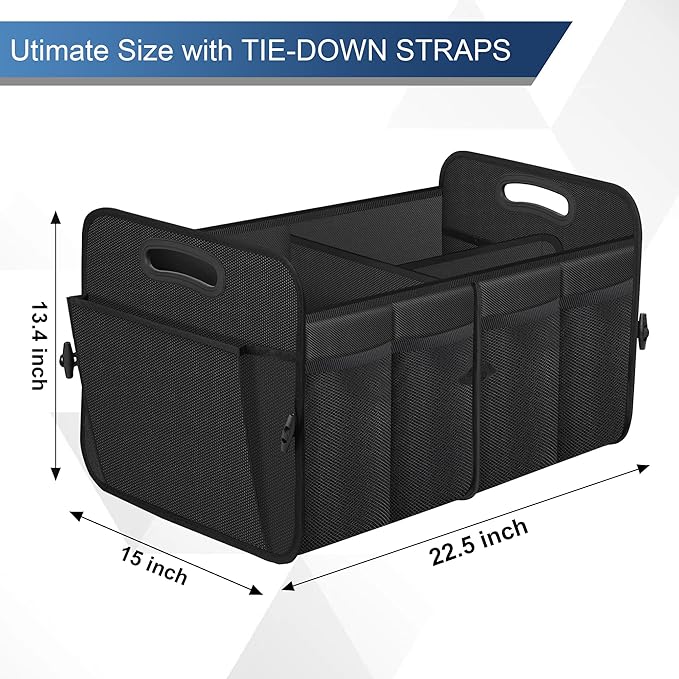 Femuar Car Trunk Organizer, Trunk Storage Organizer with 72L Large Capacity Waterproof Collapsible and 11 Pockets, Trunk Organizer for Suv/Jeep/Sedan, Large Size, Black