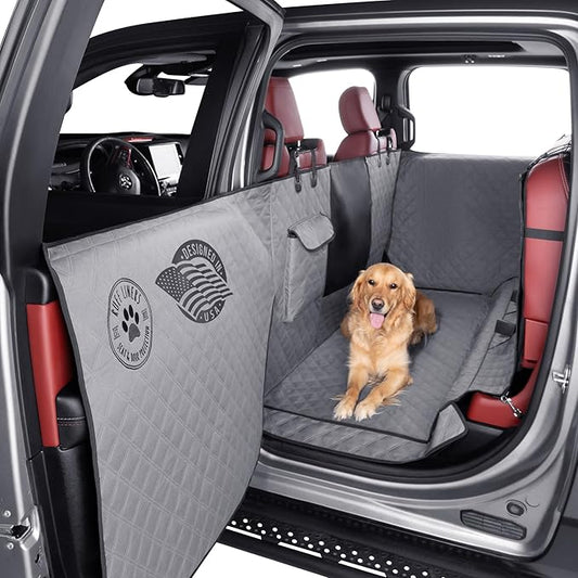 Ruff Liners XL Floor Cover with Door Protection, Gray – As Seen on Shark Tank – Fits Full‑Size Crew Cab Trucks with Fold‑Up Seats, Waterproof & Machine Washable – Sturdy XL Dog Hammock for Truck