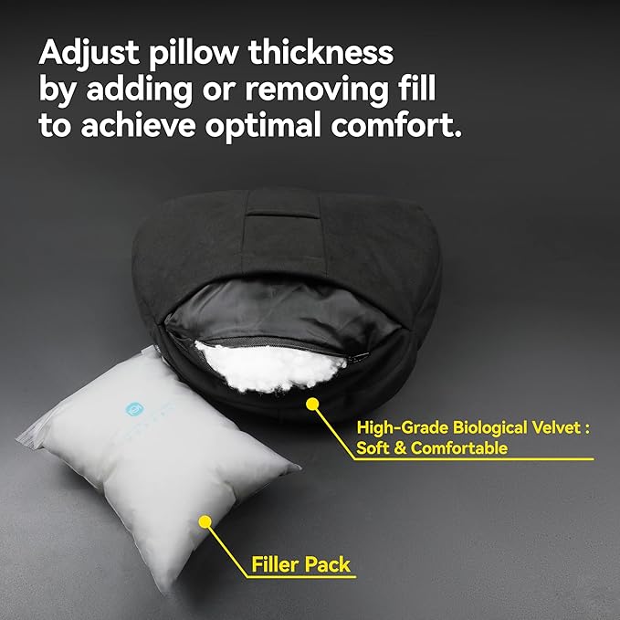 2Ps car headrest Pillow, car Neck Pillow for Driving, 11.8x7.5 inches Head Rest Pillow for car,Fits Most car Models, Suede Fabric with Polyester Fiber Filling(Black)