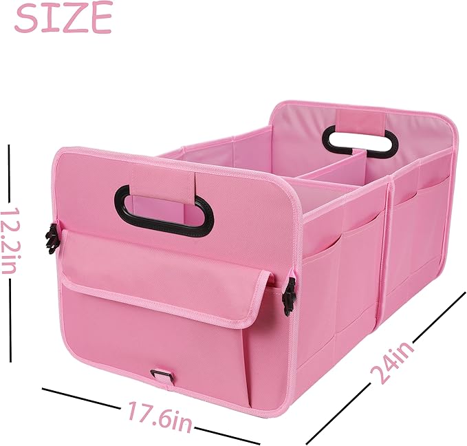 Car Trunk Organizer - Collapsible Multi Compartment Storage with Adjustable Straps for SUV