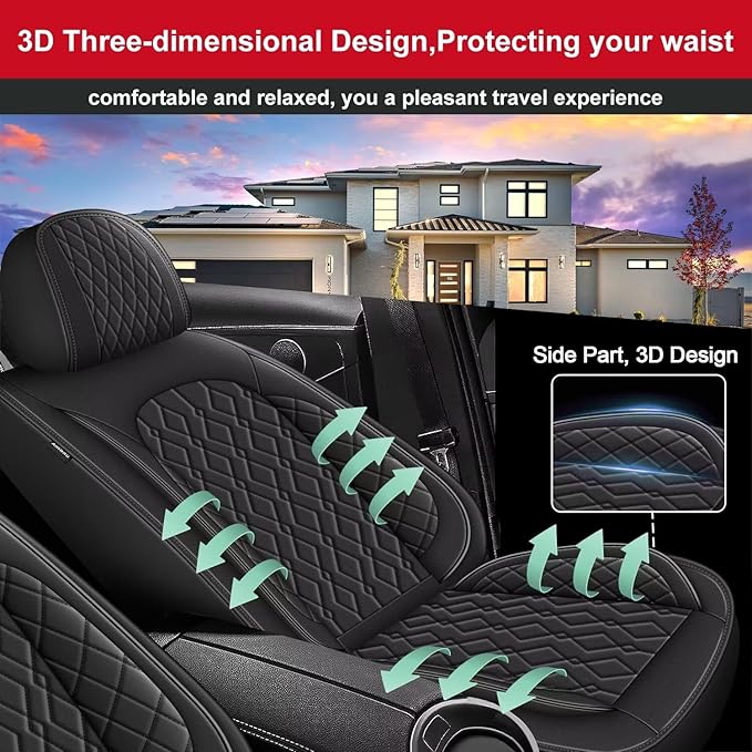 2 Front Car Seat Covers Fit for Kia Soul 2010-2024 2025 Waterproof Faux Leather Seat Cushion Protector (2 Seats, Black)