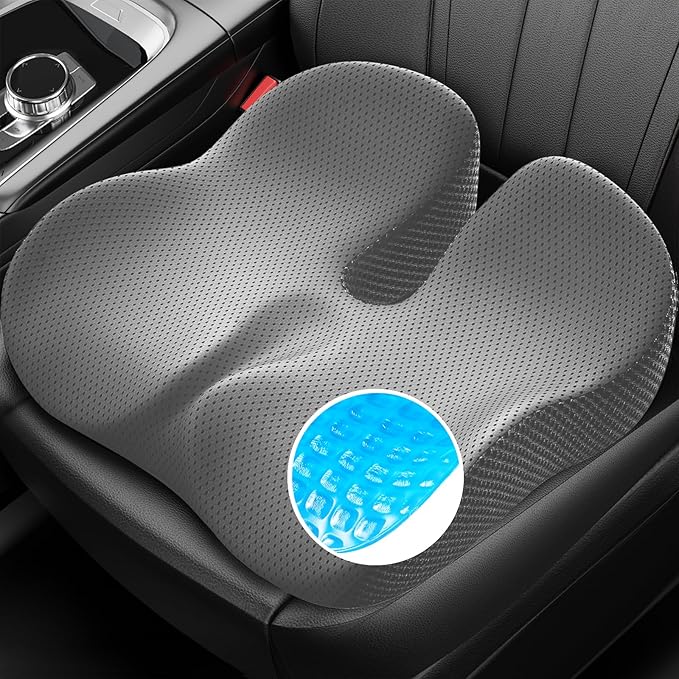 ZIKEE Gel Seat Cushion for Office Chair and Car Seat with Ergonomic Zoning, Memory Foam Chair Cushion for Sciatica, Lower Back, Tailbone Pain Relief and Intimate Ventilation, Non-Slip & Airy Cover