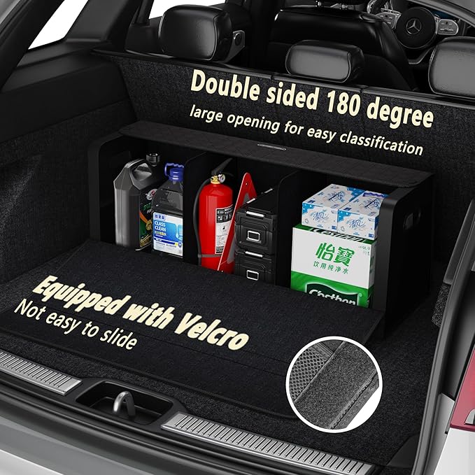 GMQ Car Trunk Organizer for SUV,Car Organizers and Storage with Collapsible Storage, Large Capacity for SUV, Truck, MPV (Black)