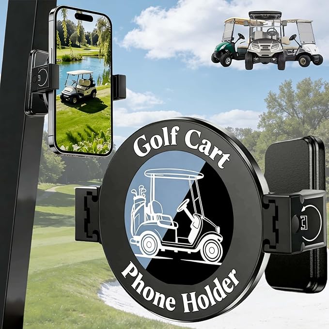 Golf Cart Phone Holder, Magnetic & Clamp Design (2-in-1), Compatible with iPhone & Android, 360° Rotation, Fit Yamaha, EZGO, Club Car, Powerful Magnetism, Gift for Men Women (2026 Upgrade)