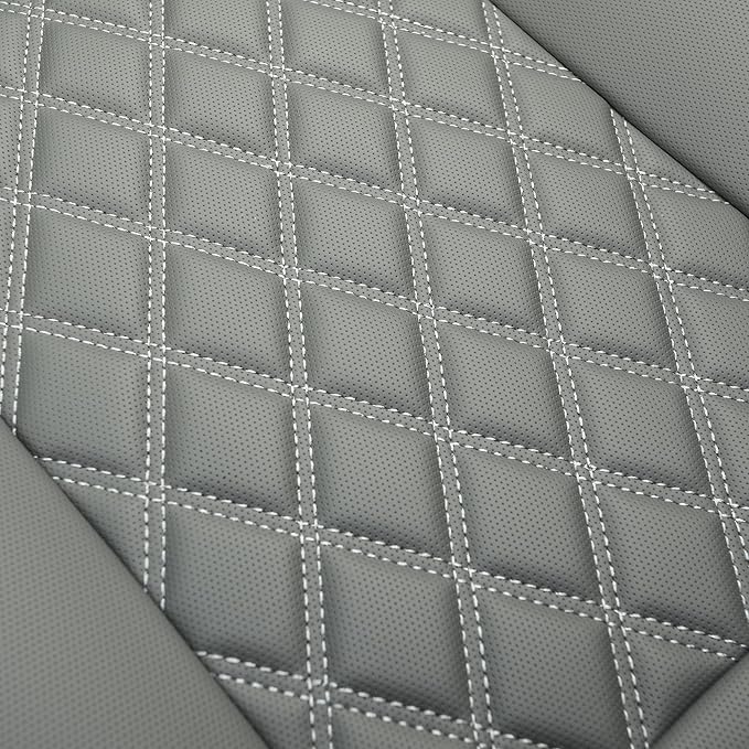 2 Pack Leather Front Car Seat Covers,Bottom Seat Covers for Cars,Driver Car Seat Cover,Luxury Seat Protectors,Waterproof,Anti-Slip,Full Wrap,for Most Vehicles,Sedan,Truck,SUV(Grey)