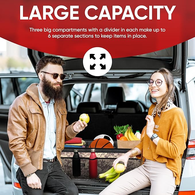 FORTEM Trunk Organizer For SUV Car Trunk Organizer, Foldable Storage, Car Accessories for Women Men, Collapsible Bag, Perfect Christmas Gifts, 600D Oxford, Non Slip Bottom, Straps, Soft Cover (85L)