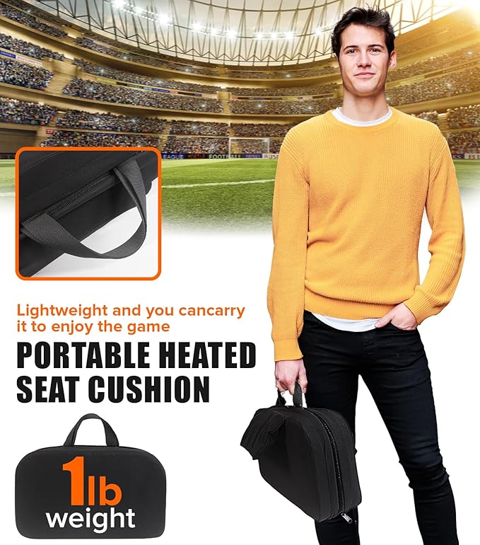 Heated Stadium Seats for Bleachers, Thicken Memory Foam Folding Heated Seat Cushion, Heating Camping Chair Seat Pad Cordless, Seat Warm for Office Chair（Power Bank Not Include）