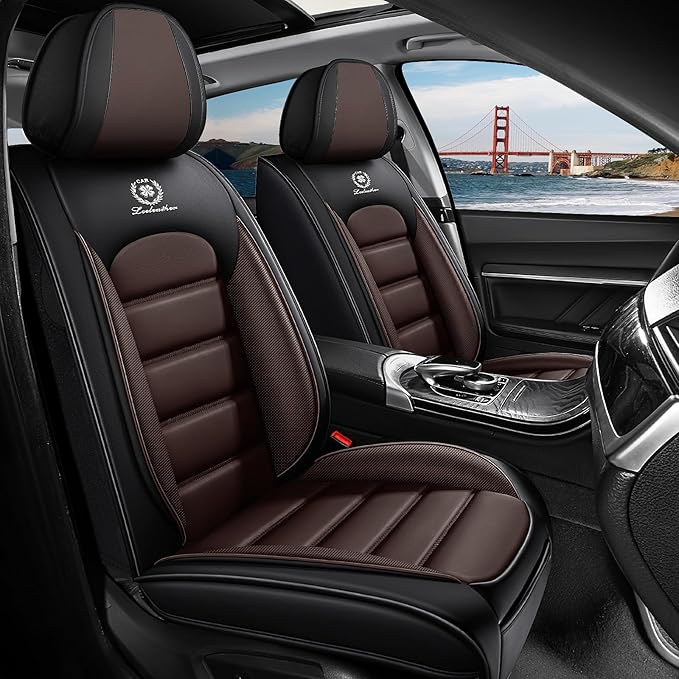 2 Seat Covers Fit for Acura ILX 2013-2022, Waterproof Premium Leather Automotive Accessories Seat Protectors Seat Cushions Wear-Resistant Car Seat Covers（Black&Coffee,Front Only）