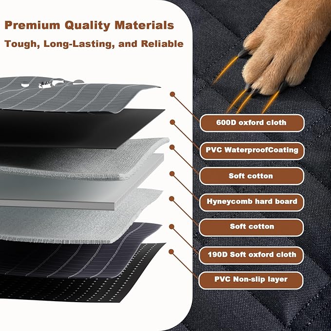 Dog Seat Cover for 6/7 Seat Minivan & SUV, Backseat Extender Hard Bottom Seat Cover Dog Hammock Heavy Duty Anti-Scratch & Waterproof Pet 3nd Row Seat Mat Protector for Toyota Sienna, Hyundai Santa Fe
