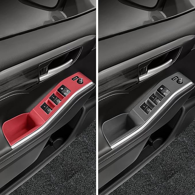 Temmis 4PCS Car Door Window Switch Panel Cover for Toyota Highlander 2022-2026, Auto Interior Decor Accessories Armrest Trim Silicone Style Kit-Black